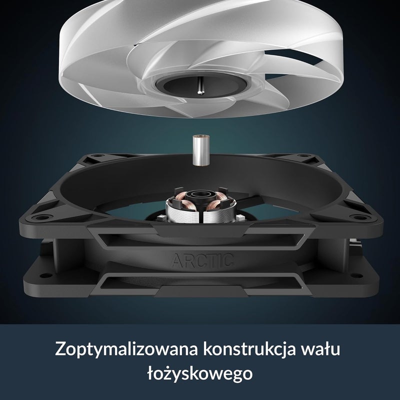 Arctic مروحة P12 Pro عكسية A-RGB – عبوة 3 – مروحة متميزة 120 مم مع تدفق هواء عكسي، مروحة PWM مع موصل Y، 500-3000 RPM، 0 RPM <5% PWM، 5V RGB رقمي، تحمل هيدروديناميكي، 4 دبابيس - أسود - Image 4